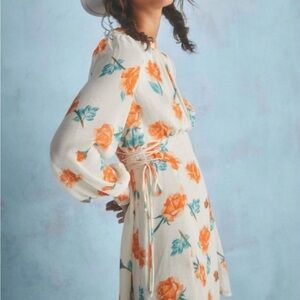 Free People Cream Maxi Dress with Orange Rose Print
